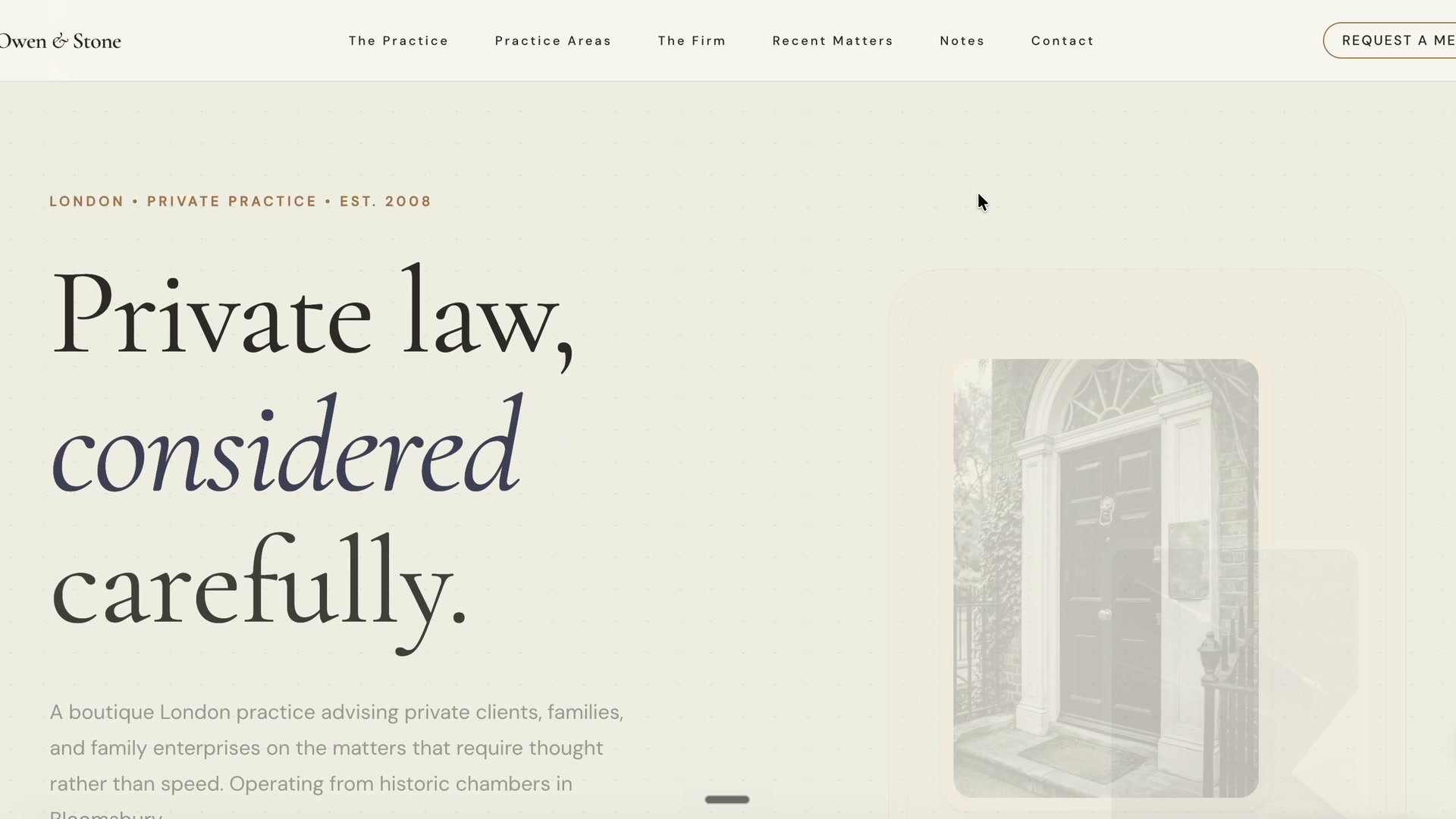 Hartley, Owen & Stone private-client law firm website hero