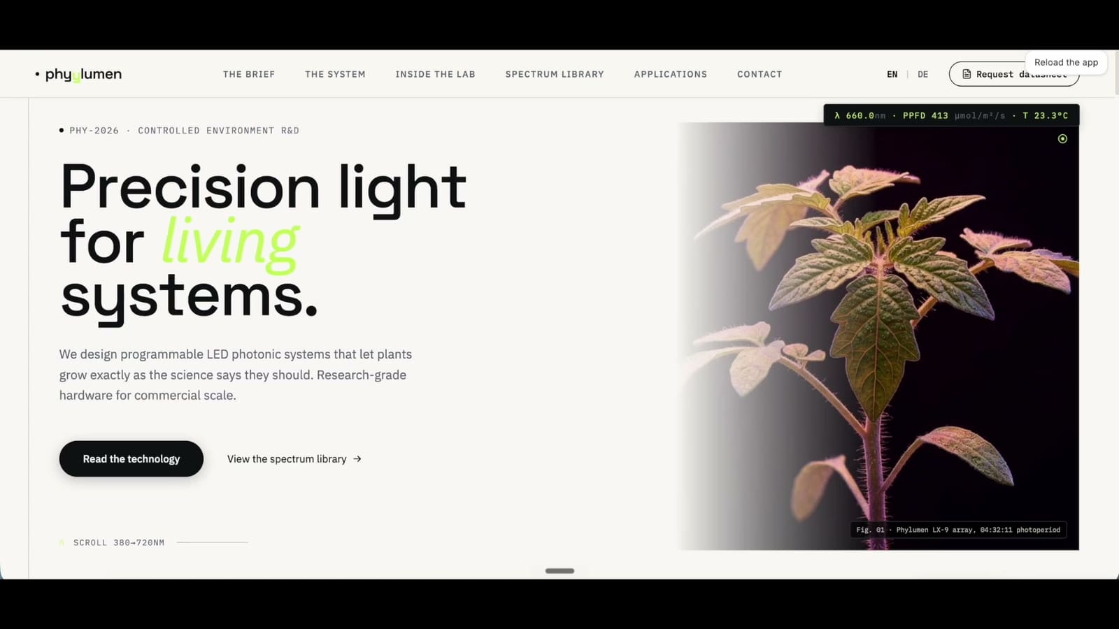 Phyylumen horticultural photonics website hero