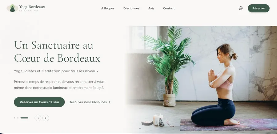 Yoga Bordeaux studio website screenshot