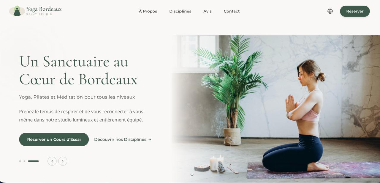 Yoga Bordeaux studio website screenshot